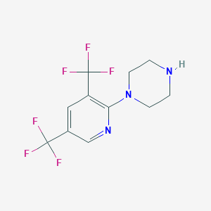 molecular formula C11H11F6N3 B2558594 1-[3,5-Bis(trifluoromethyl)pyridin-2-yl]piperazine CAS No. 861212-85-3