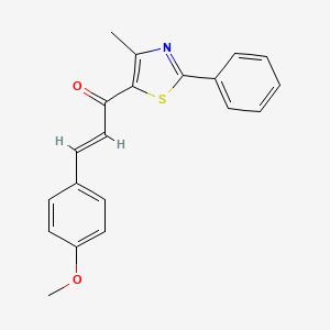 molecular formula C20H17NO2S B2558595 (E)-3-(4-methoxyphenyl)-1-(4-methyl-2-phenyl-1,3-thiazol-5-yl)-2-propen-1-one CAS No. 1164541-18-7