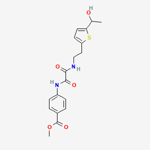molecular formula C18H20N2O5S B2558606 Methyl 4-(2-((2-(5-(1-hydroxyethyl)thiophen-2-yl)ethyl)amino)-2-oxoacetamido)benzoate CAS No. 2034492-62-9