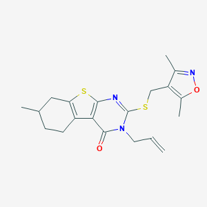 5-{[(3,5-Dimethyl-1,2-oxazol-4-yl)methyl]sulfanyl}-11-methyl-4-(prop-2-en-1-yl)-8-thia-4,6-diazatricyclo[7.4.0.0^{2,7}]trideca-1(9),2(7),5-trien-3-one