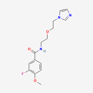 molecular formula C15H18FN3O3 B2558630 3-fluoro-N-{2-[2-(1H-imidazol-1-yl)ethoxy]ethyl}-4-methoxybenzamide CAS No. 2034537-44-3
