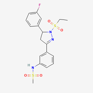 B2558653 N-(3-(1-(ethylsulfonyl)-5-(3-fluorophenyl)-4,5-dihydro-1H-pyrazol-3-yl)phenyl)methanesulfonamide CAS No. 851782-43-9