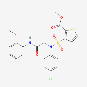molecular formula C22H21ClN2O5S2 B2558721 methyl 3-[(4-chlorophenyl)({[(2-ethylphenyl)carbamoyl]methyl})sulfamoyl]thiophene-2-carboxylate CAS No. 941936-37-4