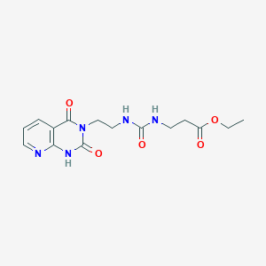 molecular formula C15H19N5O5 B2558778 ethyl 3-(3-(2-(2,4-dioxo-1,2-dihydropyrido[2,3-d]pyrimidin-3(4H)-yl)ethyl)ureido)propanoate CAS No. 2034373-71-0