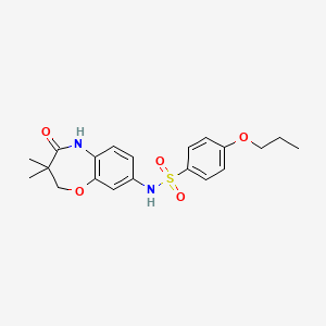 molecular formula C20H24N2O5S B2558822 N-(3,3-dimethyl-4-oxo-2,3,4,5-tetrahydrobenzo[b][1,4]oxazepin-8-yl)-4-propoxybenzenesulfonamide CAS No. 921907-48-4