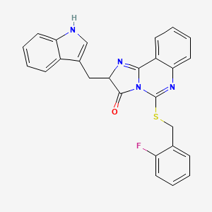 molecular formula C26H19FN4OS B2558893 5-{[(2-fluorophenyl)methyl]sulfanyl}-2-[(1H-indol-3-yl)methyl]-2H,3H-imidazo[1,2-c]quinazolin-3-one CAS No. 958599-79-6