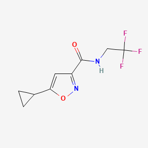 molecular formula C9H9F3N2O2 B2558902 5-cyclopropyl-N-(2,2,2-trifluoroethyl)-1,2-oxazole-3-carboxamide CAS No. 1089622-28-5