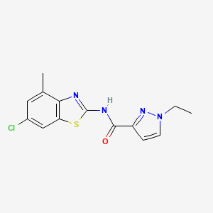 molecular formula C14H13ClN4OS B2558903 N-(6-chloro-4-methylbenzo[d]thiazol-2-yl)-1-ethyl-1H-pyrazole-3-carboxamide CAS No. 1170779-76-6