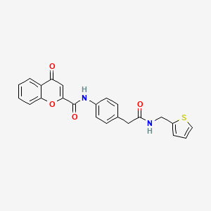 molecular formula C23H18N2O4S B2558906 4-oxo-N-(4-(2-oxo-2-((thiophen-2-ylmethyl)amino)ethyl)phenyl)-4H-chromene-2-carboxamide CAS No. 1207022-40-9