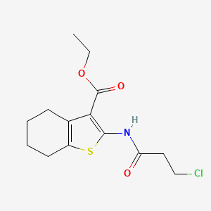 molecular formula C14H18ClNO3S B2558909 Ethyl 2-[(3-chloropropanoyl)amino]-4,5,6,7-tetrahydro-1-benzothiophene-3-carboxylate CAS No. 60442-45-7