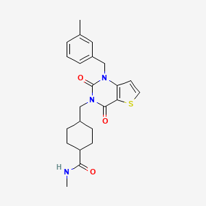 molecular formula C23H27N3O3S B2558938 N-methyl-4-({1-[(3-methylphenyl)methyl]-2,4-dioxo-1H,2H,3H,4H-thieno[3,2-d]pyrimidin-3-yl}methyl)cyclohexane-1-carboxamide CAS No. 941913-50-4