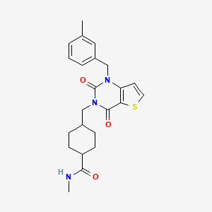 N-methyl-4-[[1-[(3-methylphenyl)methyl]-2,4-dioxothieno[3,2-d]pyrimidin-3-yl]methyl]cyclohexane-1-carboxamide