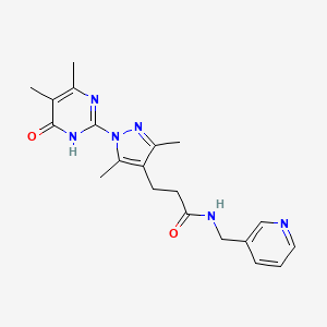 3-(1-(4,5-dimethyl-6-oxo-1,6-dihydropyrimidin-2-yl)-3,5-dimethyl-1H-pyrazol-4-yl)-N-(pyridin-3-ylmethyl)propanamide