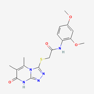 molecular formula C17H19N5O4S B2558949 N-(2,4-dimethoxyphenyl)-2-((5,6-dimethyl-7-oxo-7,8-dihydro-[1,2,4]triazolo[4,3-a]pyrimidin-3-yl)thio)acetamide CAS No. 891130-22-6