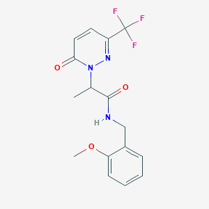 molecular formula C16H16F3N3O3 B2558951 N-[(2-methoxyphenyl)methyl]-2-[6-oxo-3-(trifluoromethyl)-1,6-dihydropyridazin-1-yl]propanamide CAS No. 2380188-26-9