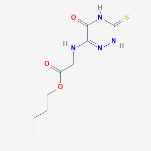 molecular formula C9H14N4O3S B255896 BUTYL 2-[(5-OXO-3-SULFANYLIDENE-2,3,4,5-TETRAHYDRO-1,2,4-TRIAZIN-6-YL)AMINO]ACETATE 
