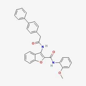 3-(2-([1,1'-biphenyl]-4-yl)acetamido)-N-(2-methoxyphenyl)benzofuran-2-carboxamide