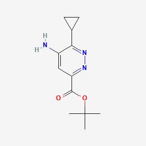 molecular formula C12H17N3O2 B2559003 tert-butyl5-amino-6-cyclopropylpyridazine-3-carboxylate CAS No. 2460750-08-5
