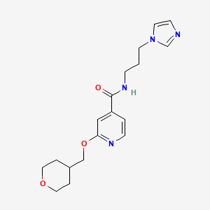molecular formula C18H24N4O3 B2559051 N-[3-(1H-imidazol-1-yl)propyl]-2-[(oxan-4-yl)methoxy]pyridine-4-carboxamide CAS No. 2034242-62-9