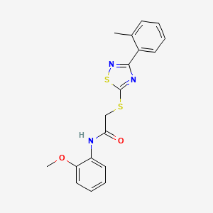 molecular formula C18H17N3O2S2 B2559052 N-(2-methoxyphenyl)-2-((3-(o-tolyl)-1,2,4-thiadiazol-5-yl)thio)acetamide CAS No. 864918-60-5