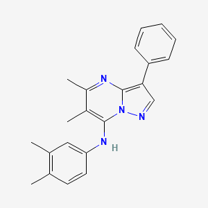 molecular formula C22H22N4 B2559054 N-(3,4-dimethylphenyl)-5,6-dimethyl-3-phenylpyrazolo[1,5-a]pyrimidin-7-amine CAS No. 890617-48-8