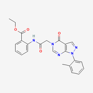 molecular formula C23H21N5O4 B2559096 ethyl 2-(2-(4-oxo-1-(o-tolyl)-1H-pyrazolo[3,4-d]pyrimidin-5(4H)-yl)acetamido)benzoate CAS No. 895010-74-9