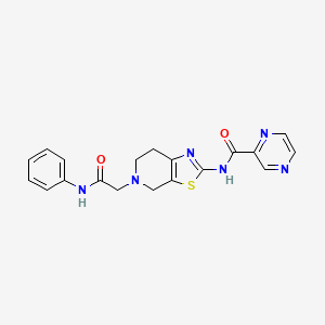 molecular formula C19H18N6O2S B2559101 N-(5-(2-oxo-2-(phenylamino)ethyl)-4,5,6,7-tetrahydrothiazolo[5,4-c]pyridin-2-yl)pyrazine-2-carboxamide CAS No. 1351618-53-5