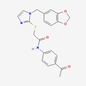 N-(4-acetylphenyl)-2-[1-(1,3-benzodioxol-5-ylmethyl)imidazol-2-yl]sulfanylacetamide