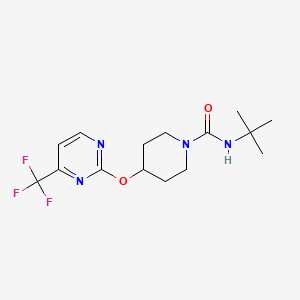 molecular formula C15H21F3N4O2 B2559125 N-tert-butyl-4-{[4-(trifluoromethyl)pyrimidin-2-yl]oxy}piperidine-1-carboxamide CAS No. 2380174-89-8