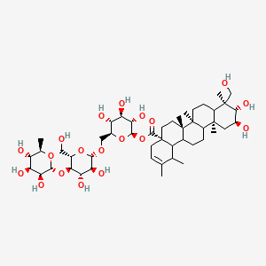 [(2R,3S,4R,5R,6S)-6-[[(2S,3S,4S,5R,6S)-3,4-Dihydroxy-6-(hydroxymethyl)-5-[(2R,3S,4S,5S,6R)-3,4,5-trihydroxy-6-methyloxan-2-yl]oxyoxan-2-yl]oxymethyl]-3,4,5-trihydroxyoxan-2-yl] (1S,4aS,6aS,6bS,9S,10S,11S,12aS)-10,11-dihydroxy-9-(hydroxymethyl)-1,2,6a,6b,9,12a-hexamethyl-4,5,6,6a,7,8,8a,10,11,12,13,14,14a,14b-tetradecahydro-1H-picene-4a-carboxylate