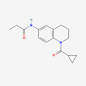 molecular formula C16H20N2O2 B2559146 N-(1-cyclopropanecarbonyl-1,2,3,4-tetrahydroquinolin-6-yl)propanamide CAS No. 942005-61-0