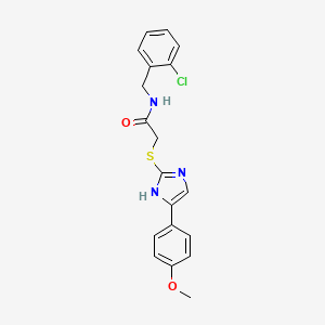 molecular formula C19H18ClN3O2S B2559148 N-(2-氯苄基)-2-((5-(4-甲氧基苯基)-1H-咪唑-2-基)硫代)乙酰胺 CAS No. 941956-65-6