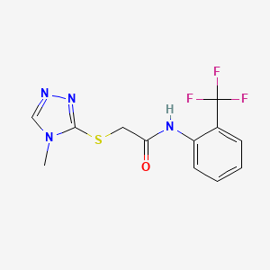 molecular formula C12H11F3N4OS B2559152 2-[(4-methyl-1,2,4-triazol-3-yl)sulfanyl]-N-[2-(trifluoromethyl)phenyl]acetamide CAS No. 339061-27-7