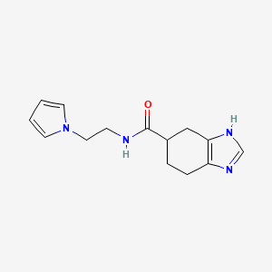 molecular formula C14H18N4O B2559154 N-(2-(1H-pyrrol-1-yl)ethyl)-4,5,6,7-tetrahydro-1H-benzo[d]imidazole-5-carboxamide CAS No. 2034504-05-5