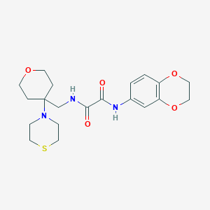 molecular formula C20H27N3O5S B2559159 N'-(2,3-dihydro-1,4-benzodioxin-6-yl)-N-{[4-(thiomorpholin-4-yl)oxan-4-yl]methyl}ethanediamide CAS No. 2415453-90-4