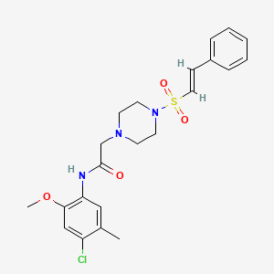 N-(4-chloro-2-methoxy-5-methylphenyl)-2-[4-[(E)-2-phenylethenyl]sulfonylpiperazin-1-yl]acetamide