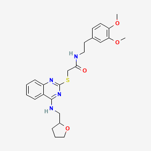 molecular formula C25H30N4O4S B2559193 N-[2-(3,4-dimethoxyphenyl)ethyl]-2-[(4-{[(oxolan-2-yl)methyl]amino}quinazolin-2-yl)sulfanyl]acetamide CAS No. 688355-04-6