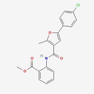 molecular formula C20H16ClNO4 B2559194 Methyl 2-(5-(4-chlorophenyl)-2-methylfuran-3-carboxamido)benzoate CAS No. 941237-99-6