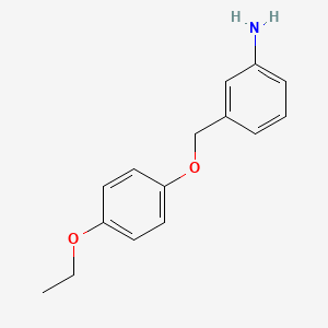 molecular formula C15H17NO2 B2559199 3-[(4-Ethoxyphenoxy)methyl]aniline CAS No. 1016729-14-8