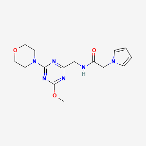 molecular formula C15H20N6O3 B2559205 N-((4-methoxy-6-morpholino-1,3,5-triazin-2-yl)methyl)-2-(1H-pyrrol-1-yl)acetamide CAS No. 2034412-55-8