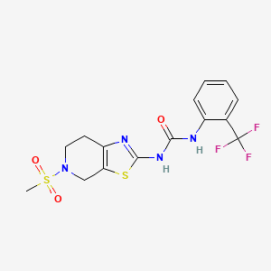 molecular formula C15H15F3N4O3S2 B2559206 1-(5-(Methylsulfonyl)-4,5,6,7-tetrahydrothiazolo[5,4-c]pyridin-2-yl)-3-(2-(trifluoromethyl)phenyl)urea CAS No. 1421466-75-2