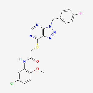 molecular formula C20H16ClFN6O2S B2559207 N-(5-chloro-2-methoxyphenyl)-2-((3-(4-fluorobenzyl)-3H-[1,2,3]triazolo[4,5-d]pyrimidin-7-yl)thio)acetamide CAS No. 863457-75-4