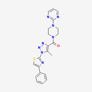 molecular formula C21H20N8OS B2559217 (5-甲基-1-(4-苯并噻唑-2-基)-1H-1,2,3-三唑-4-基)(4-(嘧啶-2-基)哌嗪-1-基)甲酮 CAS No. 1251635-66-1