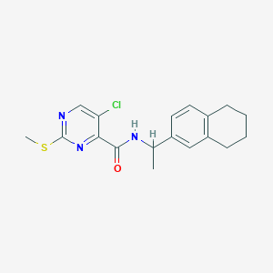 molecular formula C18H20ClN3OS B2559223 5-chloro-2-(methylsulfanyl)-N-[1-(5,6,7,8-tetrahydronaphthalen-2-yl)ethyl]pyrimidine-4-carboxamide CAS No. 1099308-37-8