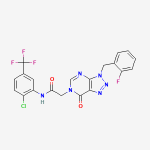 molecular formula C20H13ClF4N6O2 B2559224 N-(2-chloro-5-(trifluoromethyl)phenyl)-2-(3-(2-fluorobenzyl)-7-oxo-3H-[1,2,3]triazolo[4,5-d]pyrimidin-6(7H)-yl)acetamide CAS No. 892473-61-9