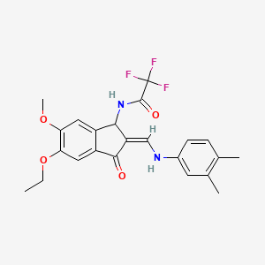 N-[(2Z)-2-[(3,4-dimethylanilino)methylidene]-5-ethoxy-6-methoxy-3-oxo-1H-inden-1-yl]-2,2,2-trifluoroacetamide