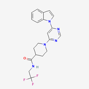 molecular formula C20H20F3N5O B2559234 1-[6-(1H-indol-1-yl)pyrimidin-4-yl]-N-(2,2,2-trifluoroethyl)piperidine-4-carboxamide CAS No. 1797563-35-9