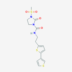 molecular formula C15H17N3O4S3 B2559298 N-(2-([2,3'-bithiophen]-5-yl)ethyl)-3-(methylsulfonyl)-2-oxoimidazolidine-1-carboxamide CAS No. 2034547-92-5