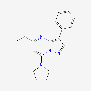 2-Methyl-3-phenyl-5-propan-2-yl-7-pyrrolidin-1-ylpyrazolo[1,5-a]pyrimidine