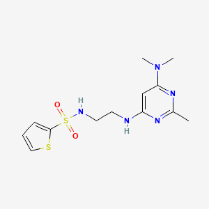 molecular formula C13H19N5O2S2 B2559304 N-(2-((6-(dimethylamino)-2-methylpyrimidin-4-yl)amino)ethyl)thiophene-2-sulfonamide CAS No. 1207019-72-4